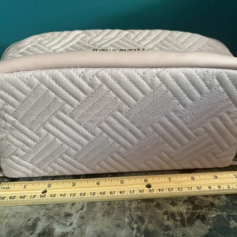 BAGSMART Quilted Blush Pink Travel Cosmetic Case